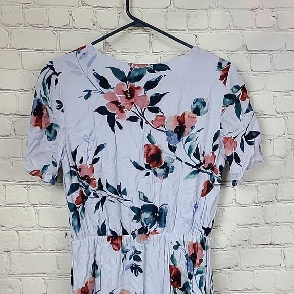 J.Jill Petite XSP Cornflower Blue Floral Ruffle Hem Crepe Fit & Flare Midi Dress - Picture 11 of 12